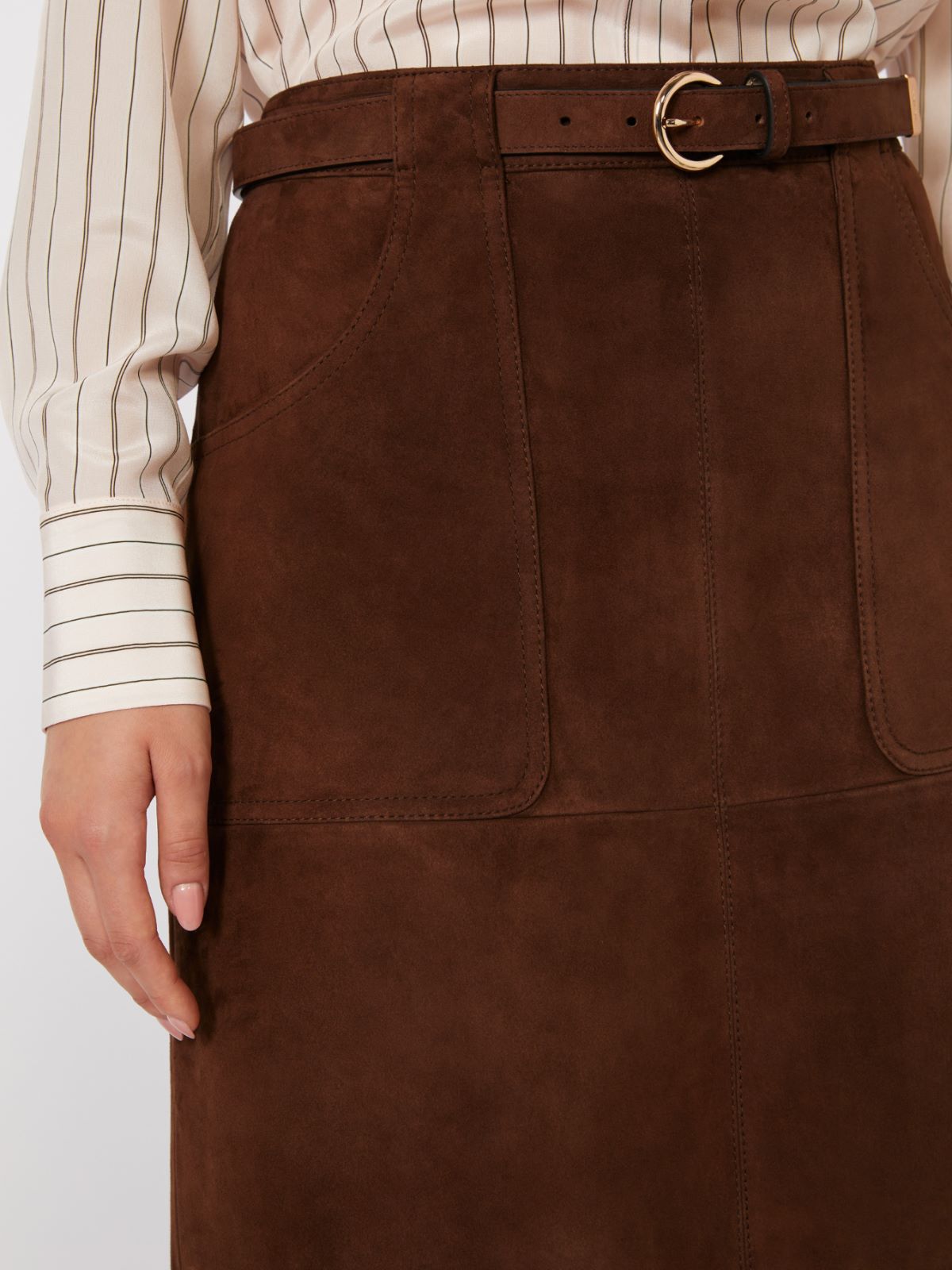 Suede midi skirt - CHOCOLATE - Max Mara - 5