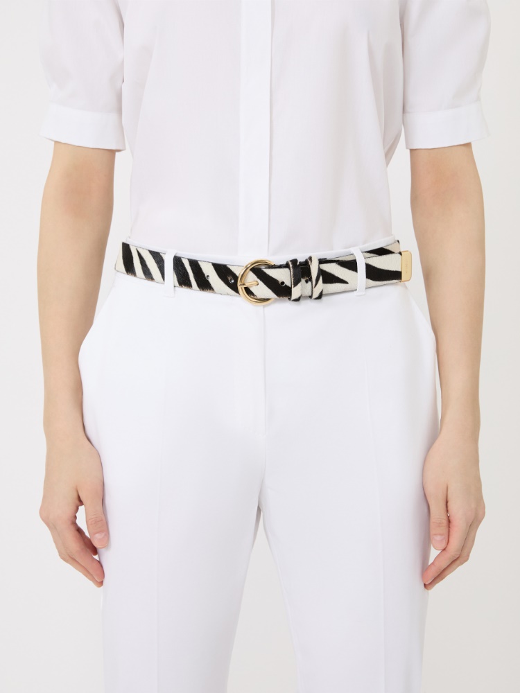Pony hair-look printed leather belt - WHITE - Max Mara