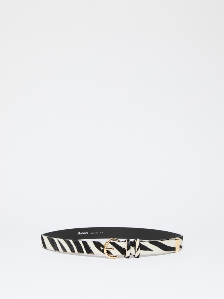Ledergürtel mit Print in Pony-Optik - WEISS - Max Mara