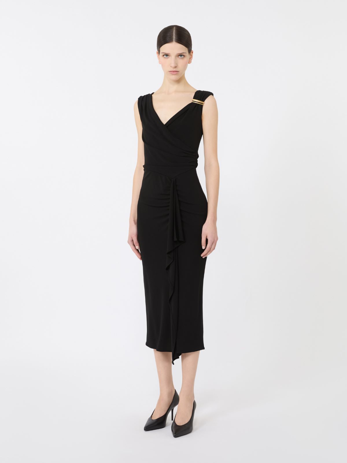 Viscose jersey midi dress - BLACK - 2