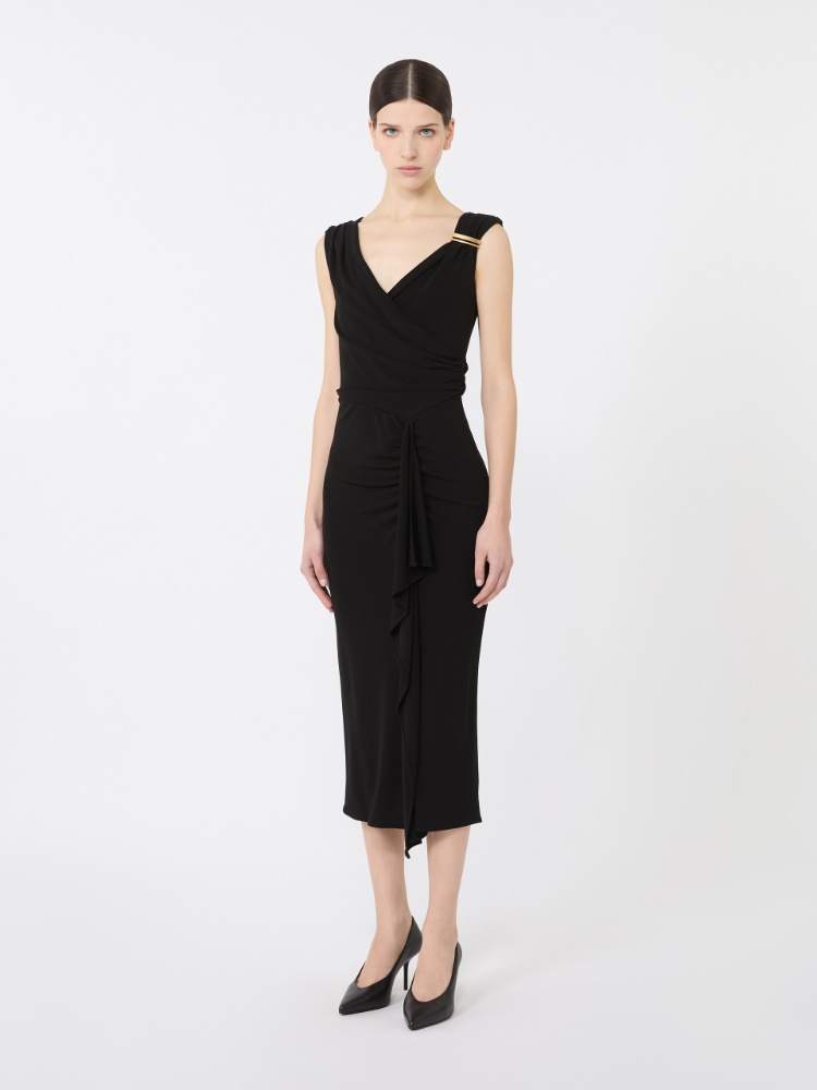 Viscose jersey midi dress - BLACK - 2