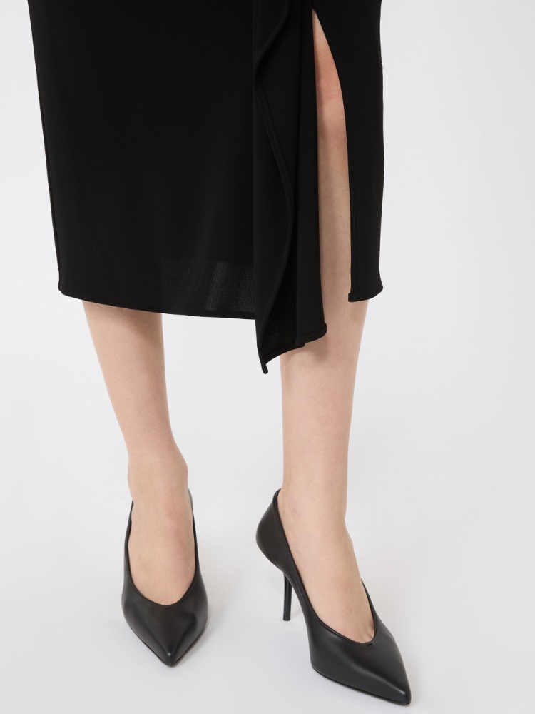 Viscose jersey midi dress - BLACK - 5