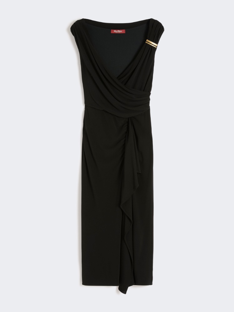 Viscose jersey midi dress - BLACK