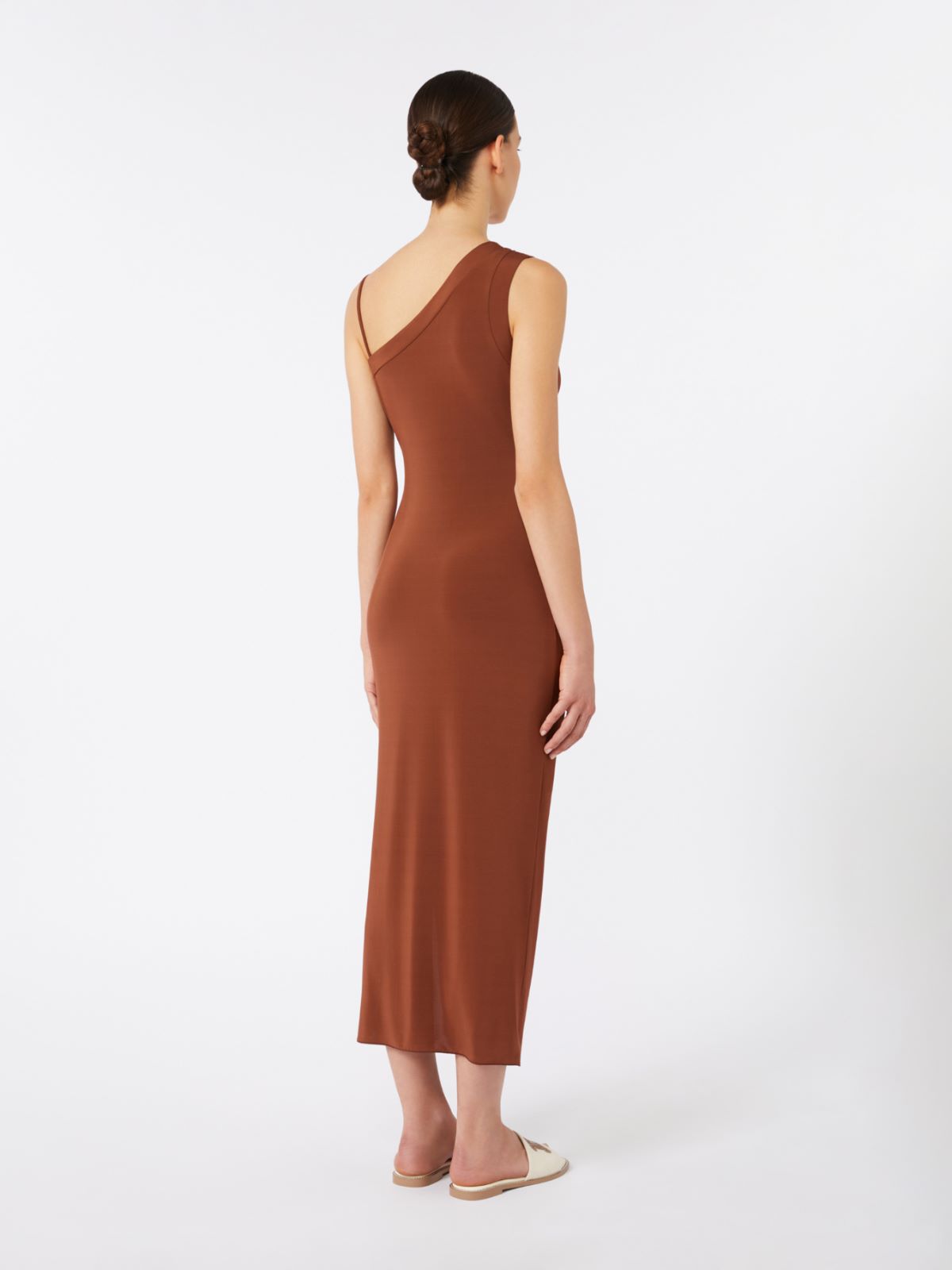 Jersey one-shoulder dress - CHOCOLATE - Max Mara - 3