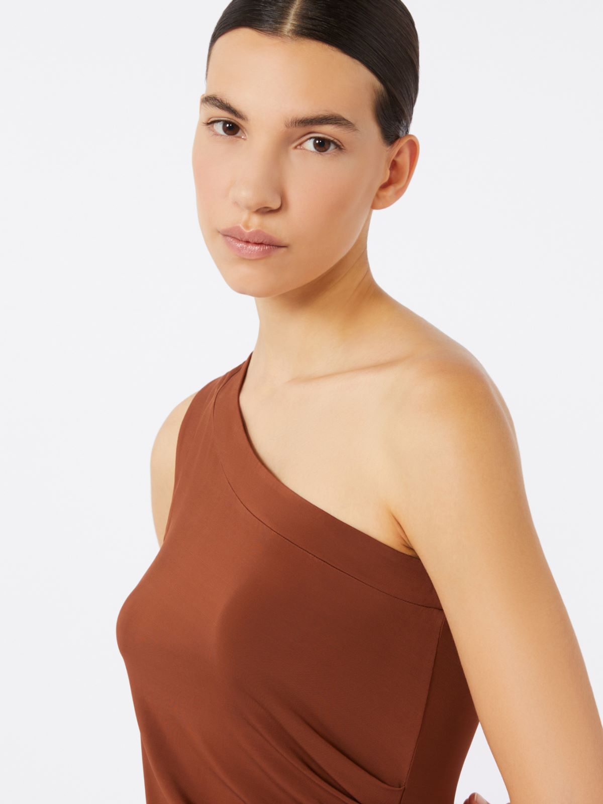 Jersey one-shoulder dress - CHOCOLATE - Max Mara - 4