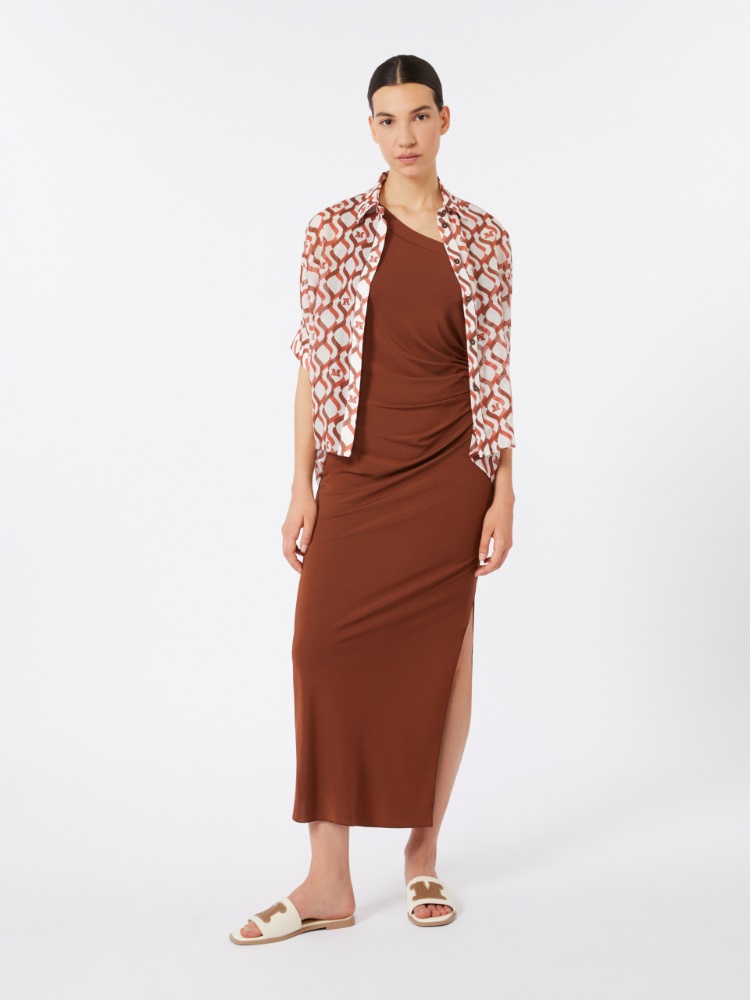 Jersey one-shoulder dress - CHOCOLATE - Max Mara