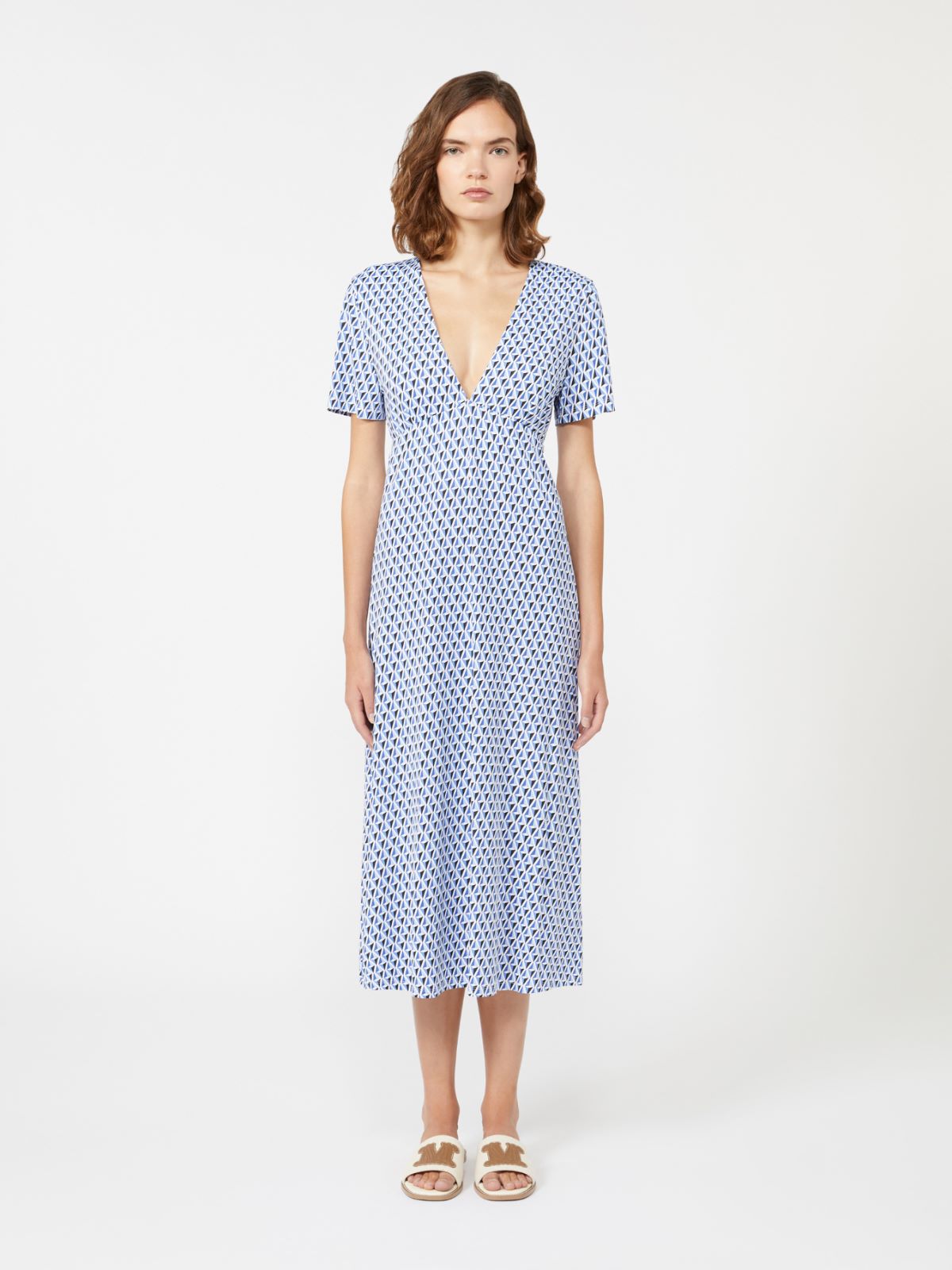 Flowing printed jersey dress - CORNFLOWER BLUE - Max Mara - 2