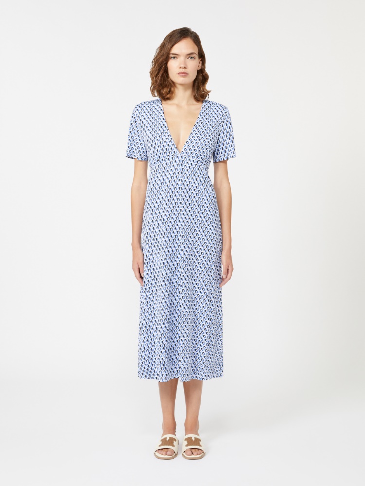 Flowing printed jersey dress - CORNFLOWER BLUE - Max Mara - 2