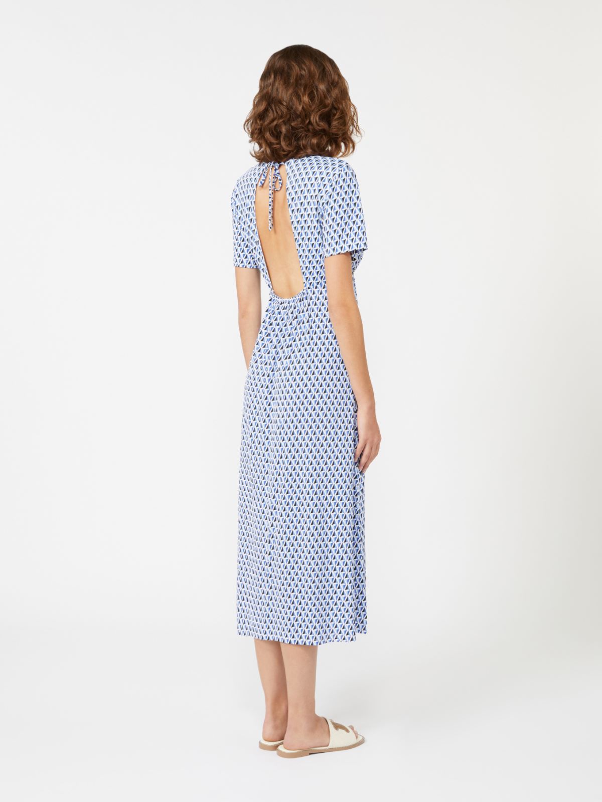 Flowing printed jersey dress - CORNFLOWER BLUE - Max Mara - 3