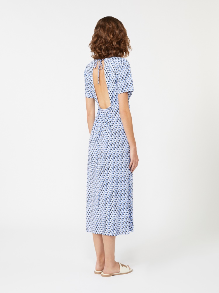 Flowing printed jersey dress - CORNFLOWER BLUE - Max Mara - 3
