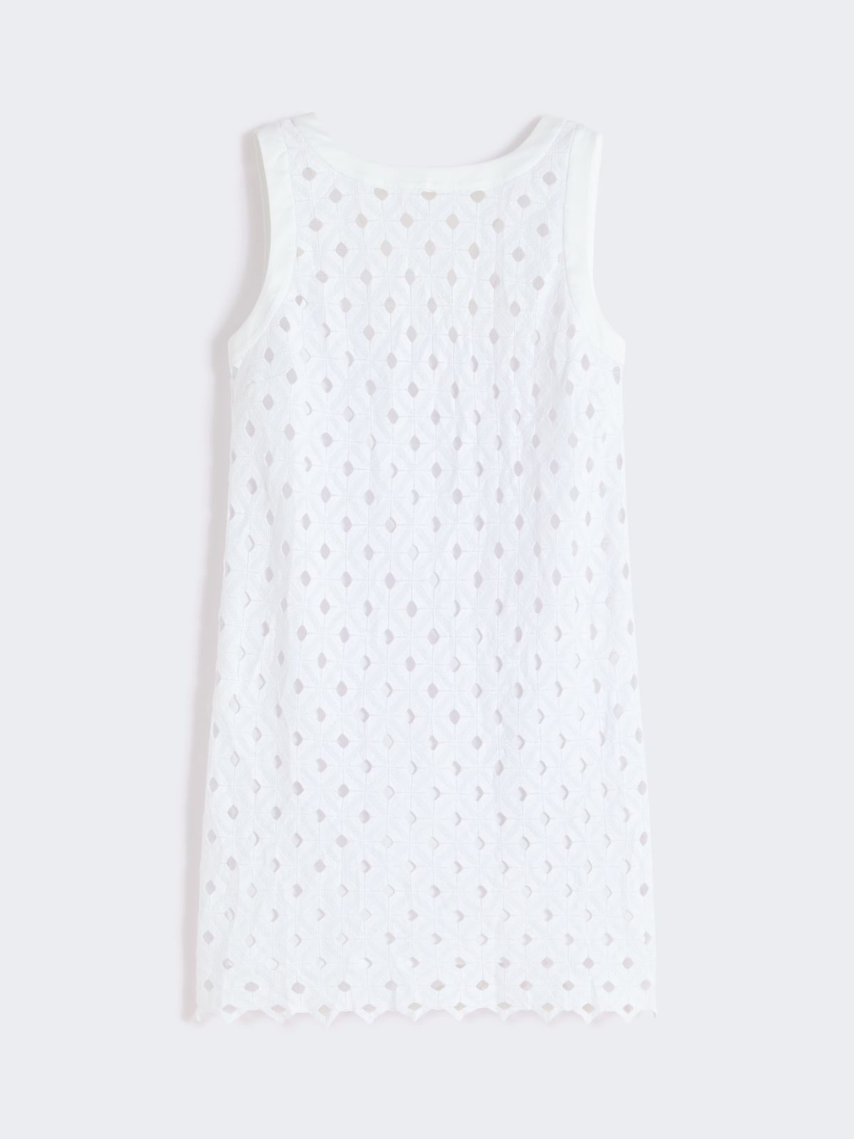 Macramé jersey A-line dress - OPTICAL WHITE - 4