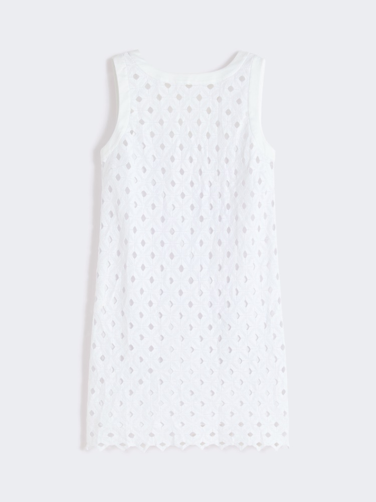 Macramé jersey A-line dress - OPTICAL WHITE