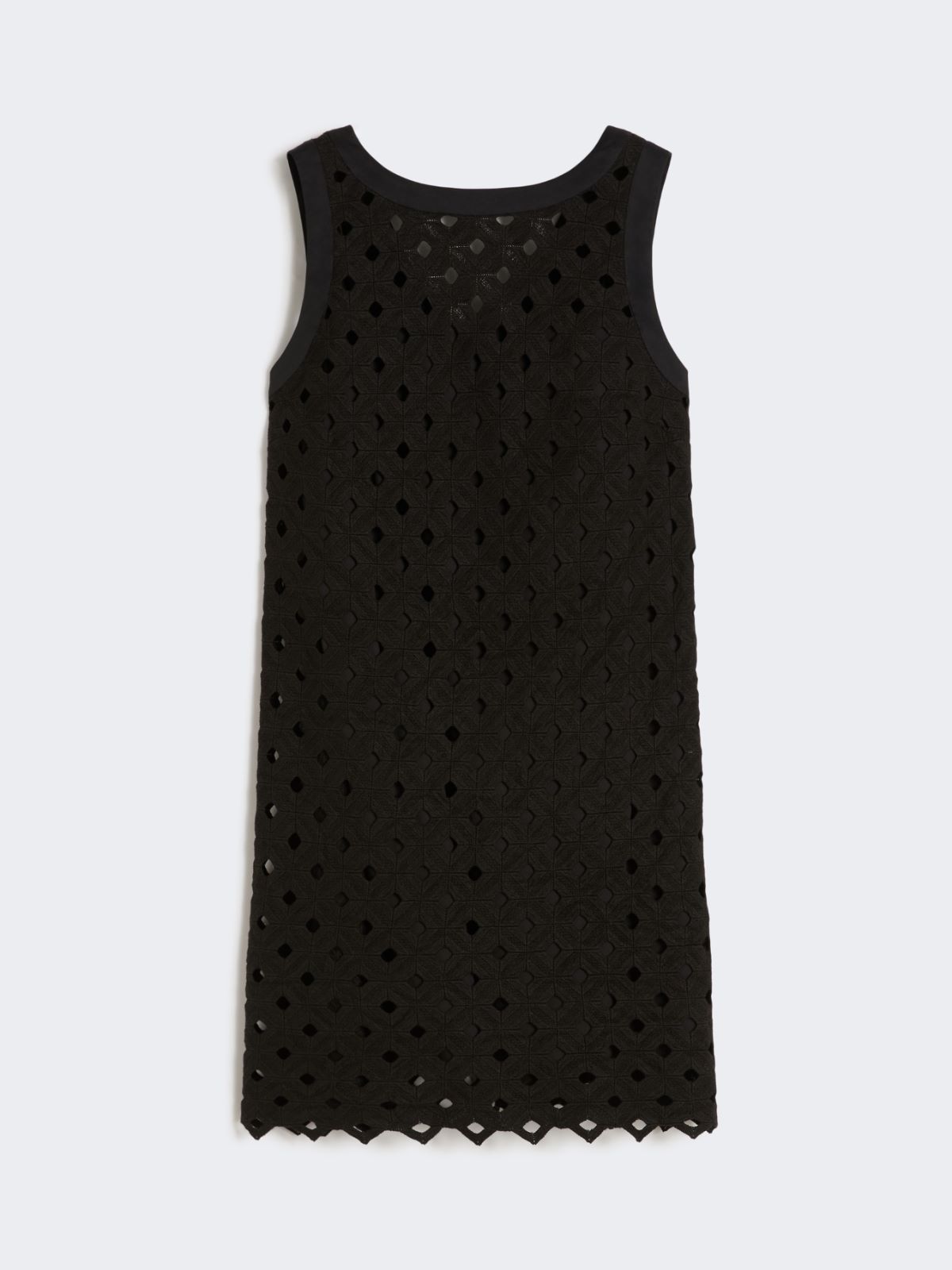 Macramé jersey A-line dress - BLACK - 5