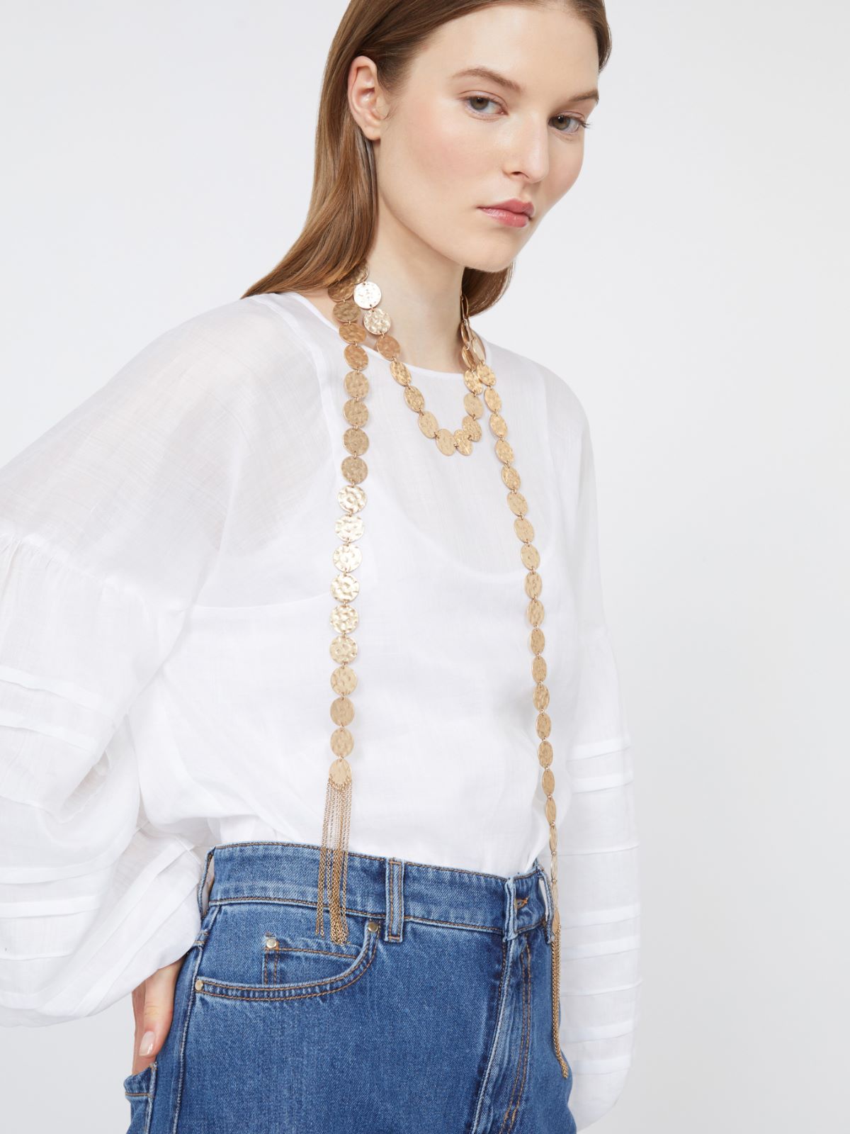 Scarf necklace with coin detail - GOLD - 3