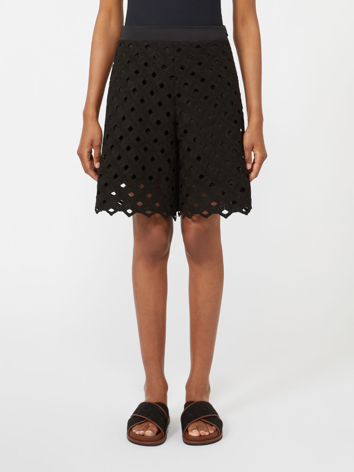 Macramé jersey Bermuda shorts - BLACK - Max Mara - 2