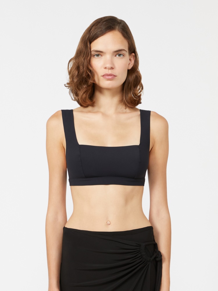 Matte technical fabric bikini top - BLACK - 2