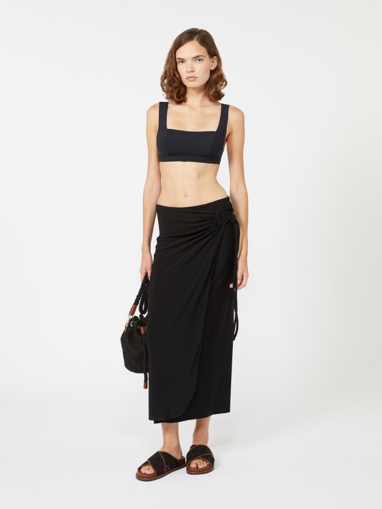 Matte technical fabric bikini top - BLACK - 1