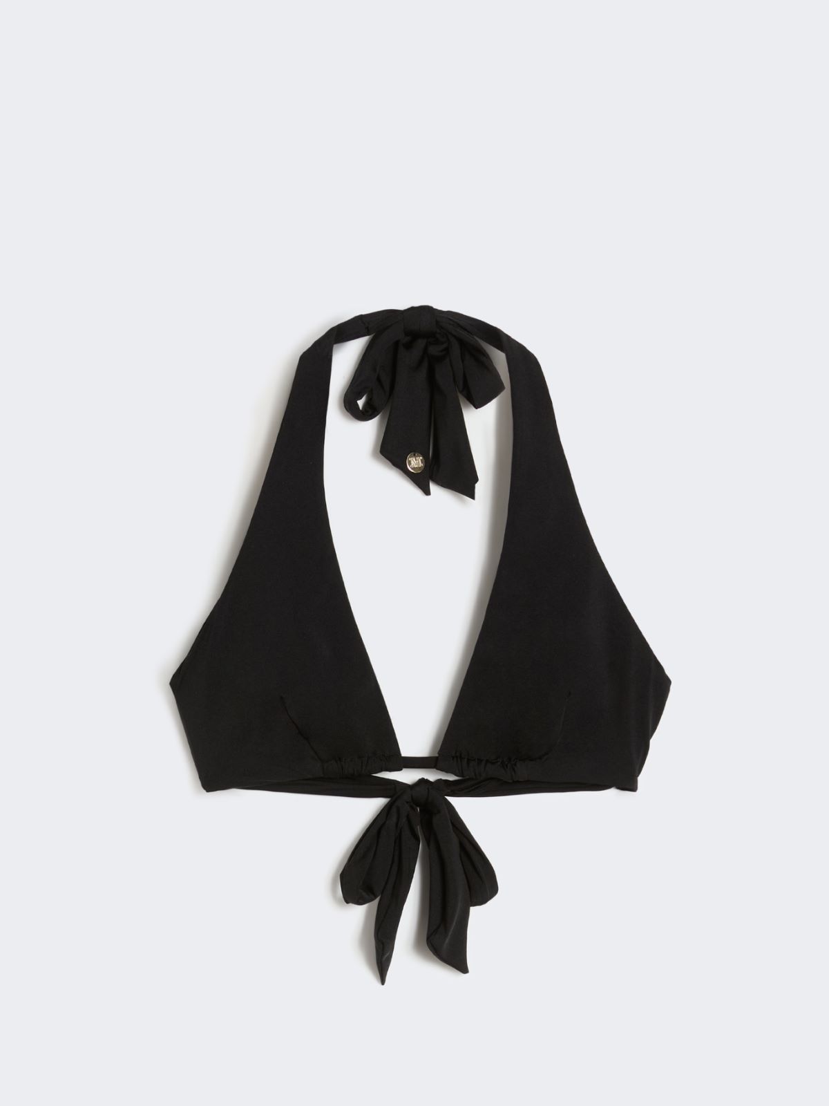 Shiny jersey triangle bikini top - BLACK - 4