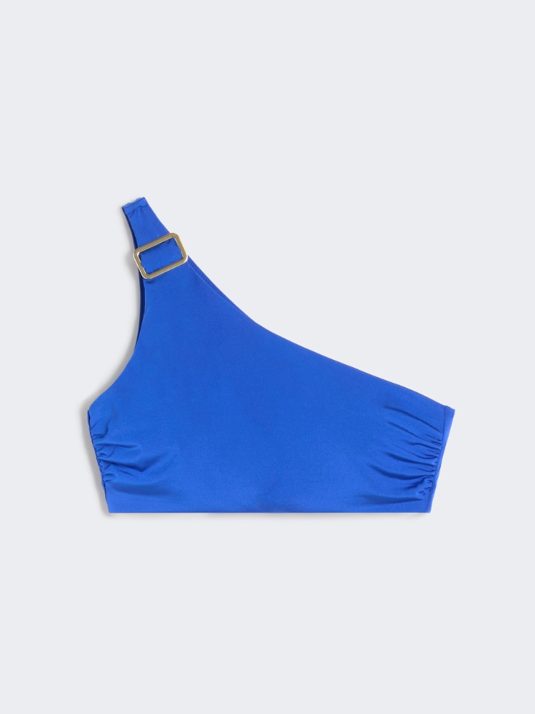 Shiny jersey one-shoulder bikini top - CORNFLOWER BLUE