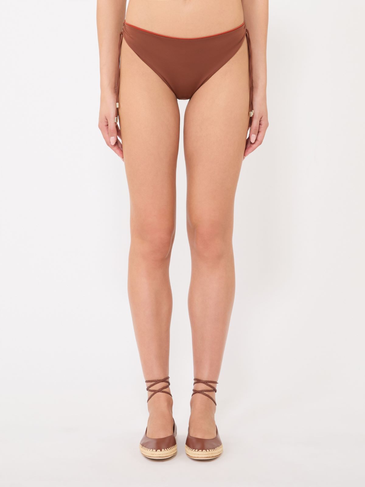 Slip de maillot de bain réversible en jersey double - CHOCOLAT - 2