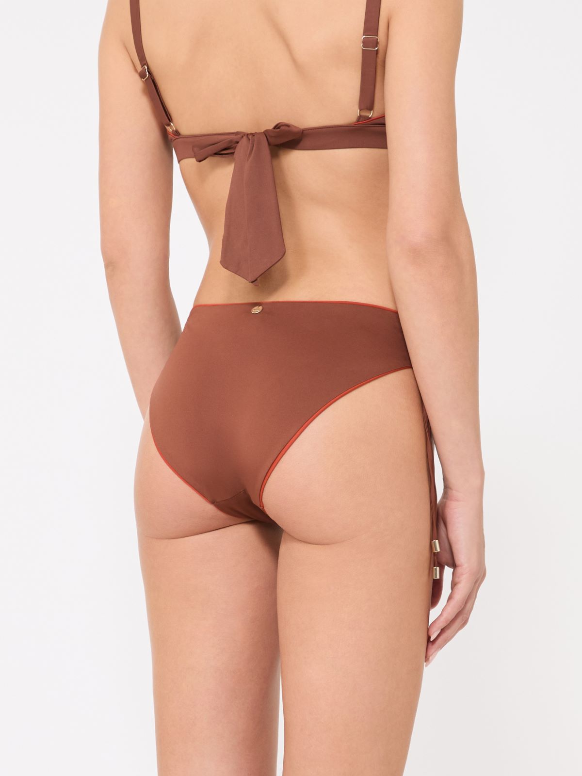 Slip de maillot de bain réversible en jersey double - CHOCOLAT - 3