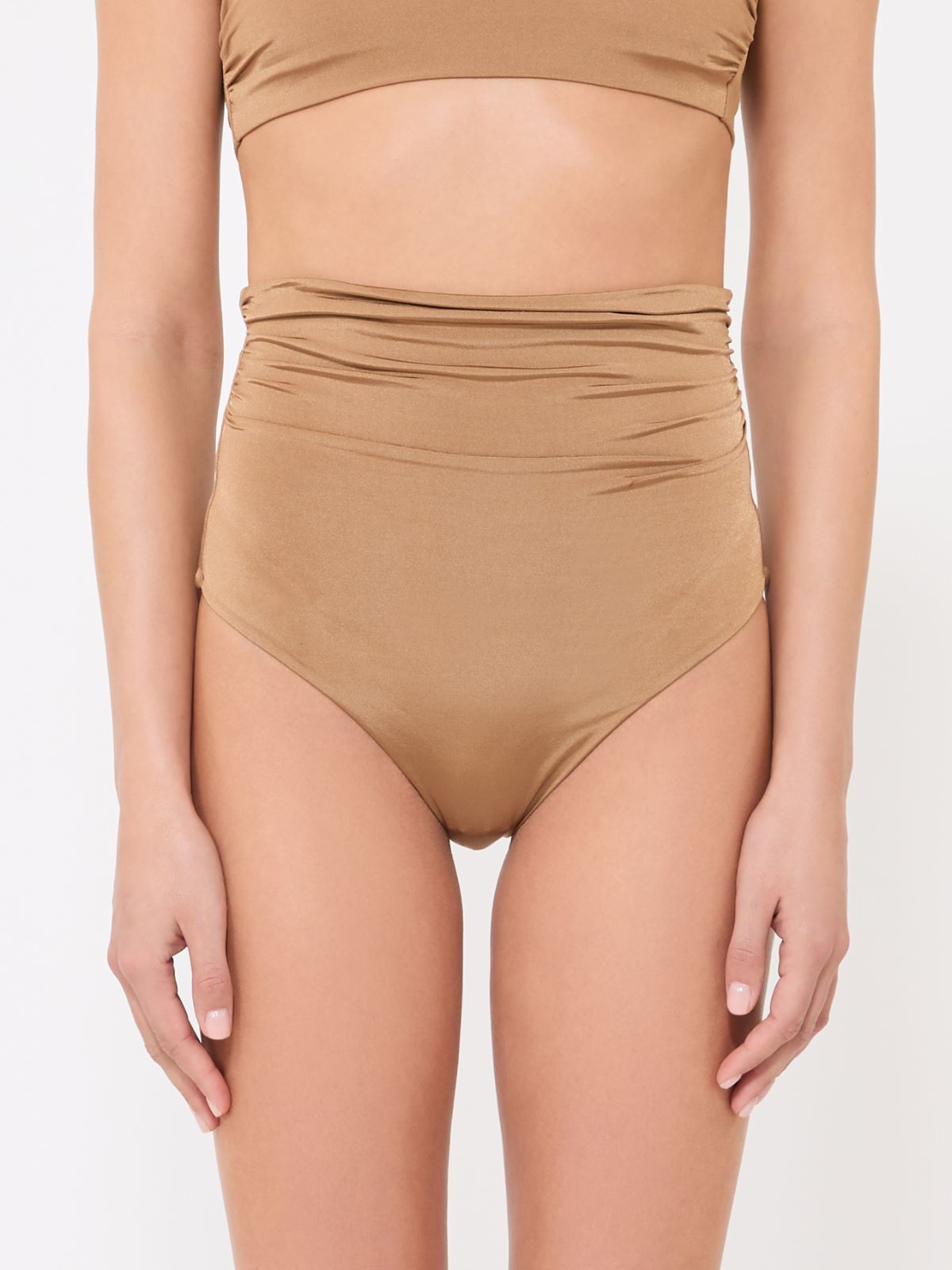 Slip de bain taille haute en jersey brillant - POIL DE CHAMEAU - 2