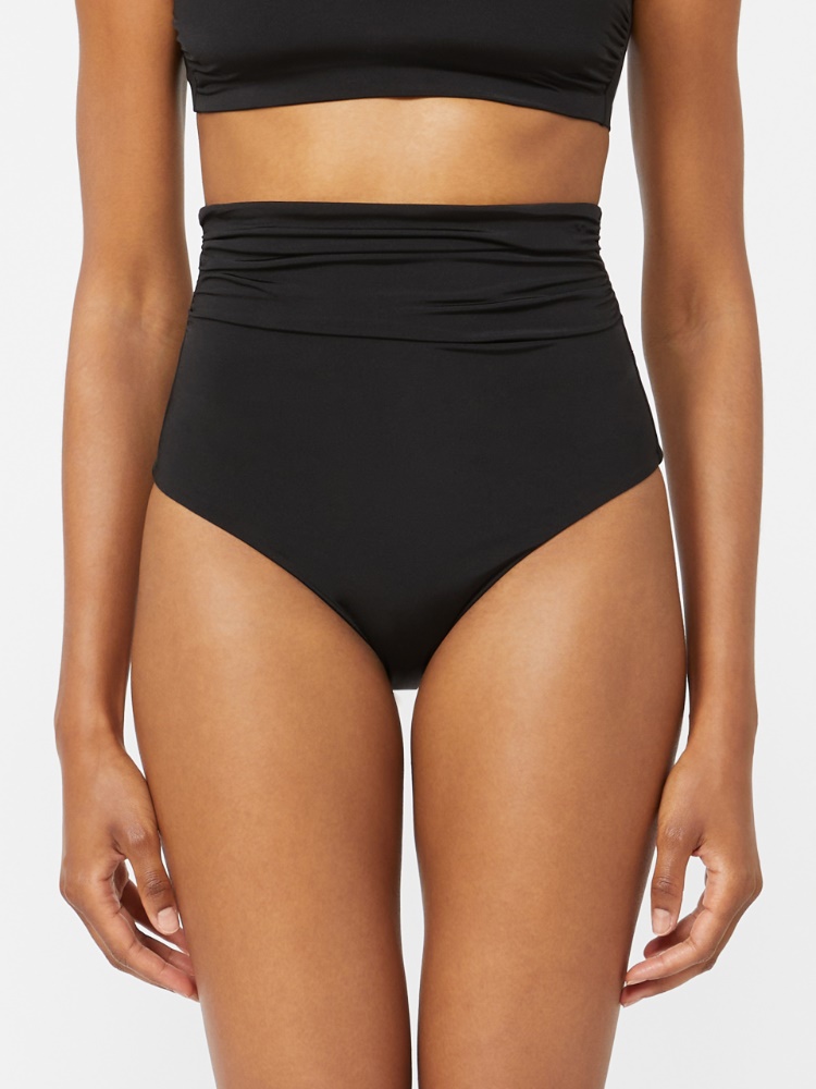 Shiny jersey culotte-style bikini bottoms - BLACK - 2