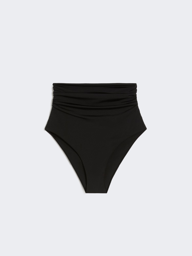 Shiny jersey culotte-style bikini bottoms - BLACK