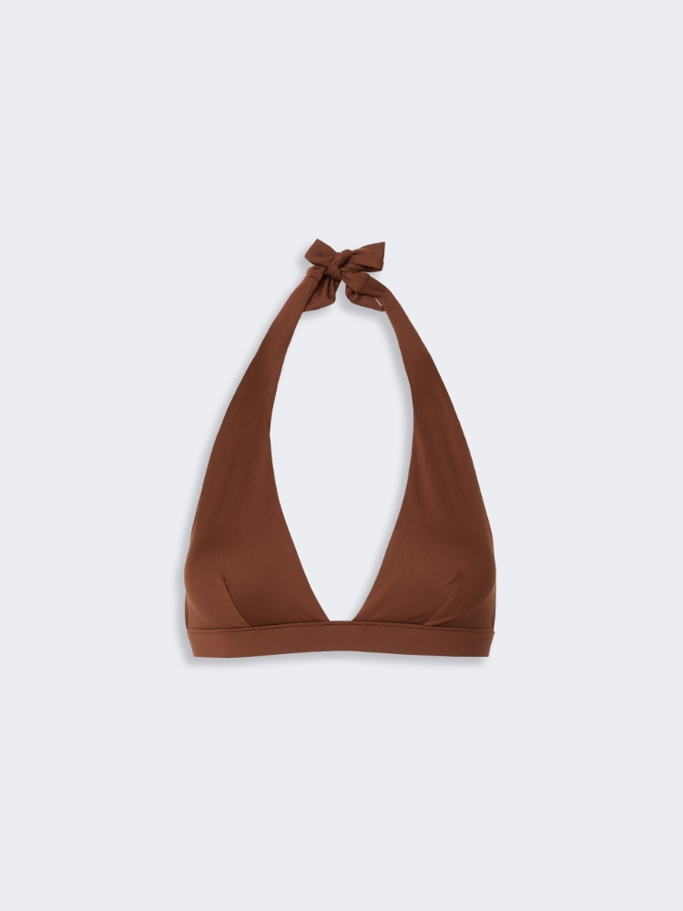 Jersey halter bikini top - CHOCOLATE