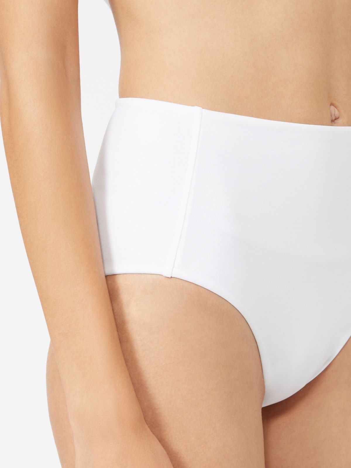 High-waisted jersey bikini bottoms - WHITE - 4