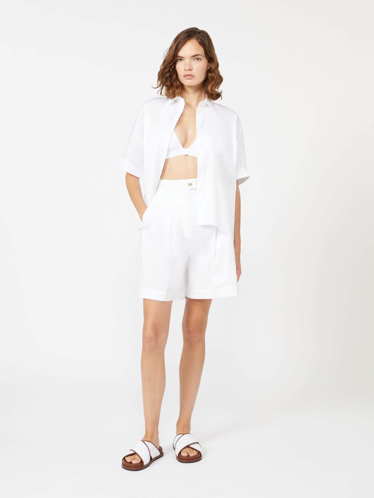 High-waisted jersey bikini bottoms - WHITE