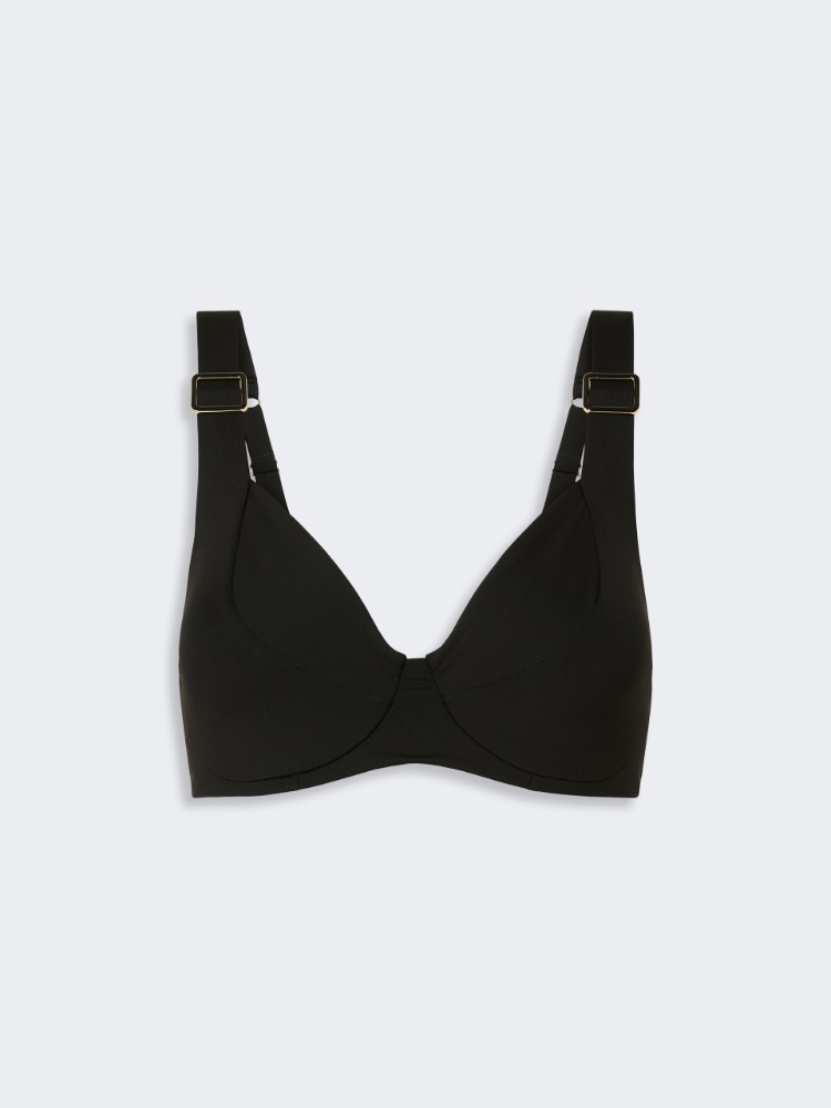Jersey C-cup balconette bikini top - BLACK