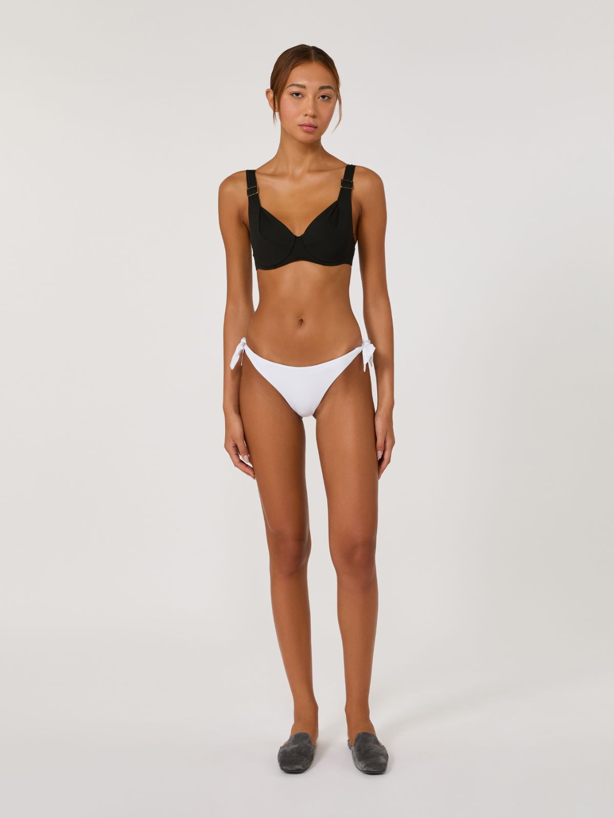Sujetador de bikini balconette con copa C de punto - NEGRO - Max Mara