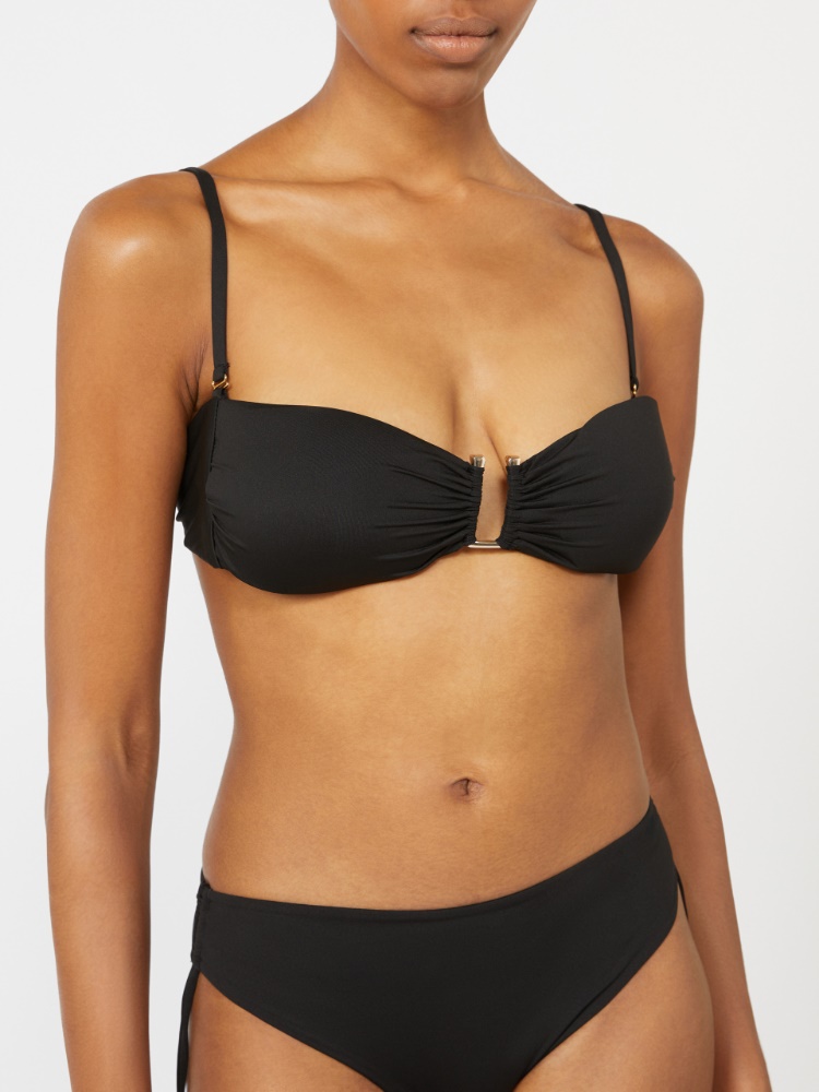 Jersey bandeau bikini top - BLACK - 4