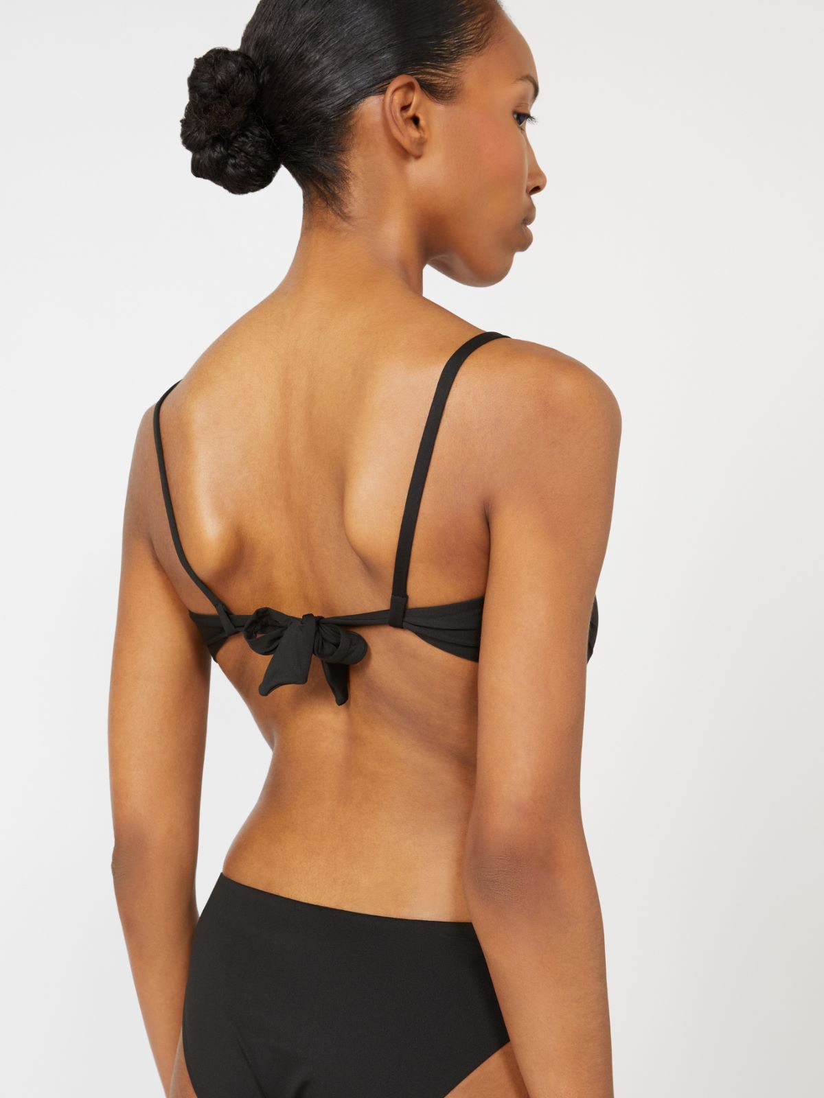 Jersey bandeau bikini top - BLACK - 5