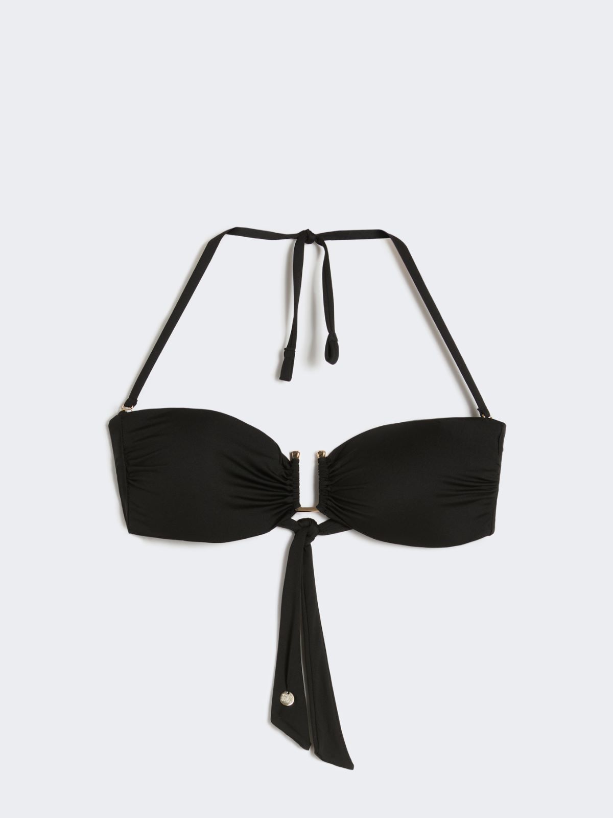 Jersey bandeau bikini top - BLACK - 6