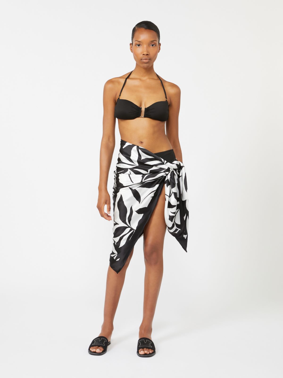 Jersey bandeau bikini top - BLACK