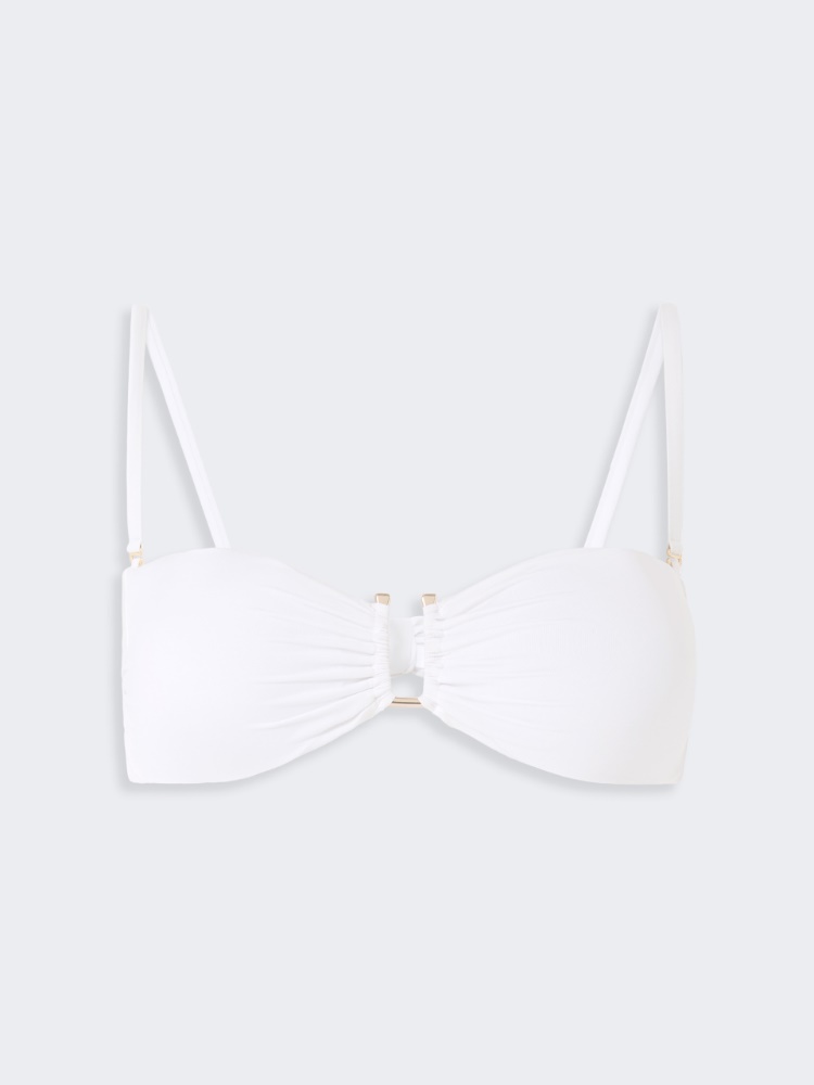 Jersey bandeau bikini top - WHITE