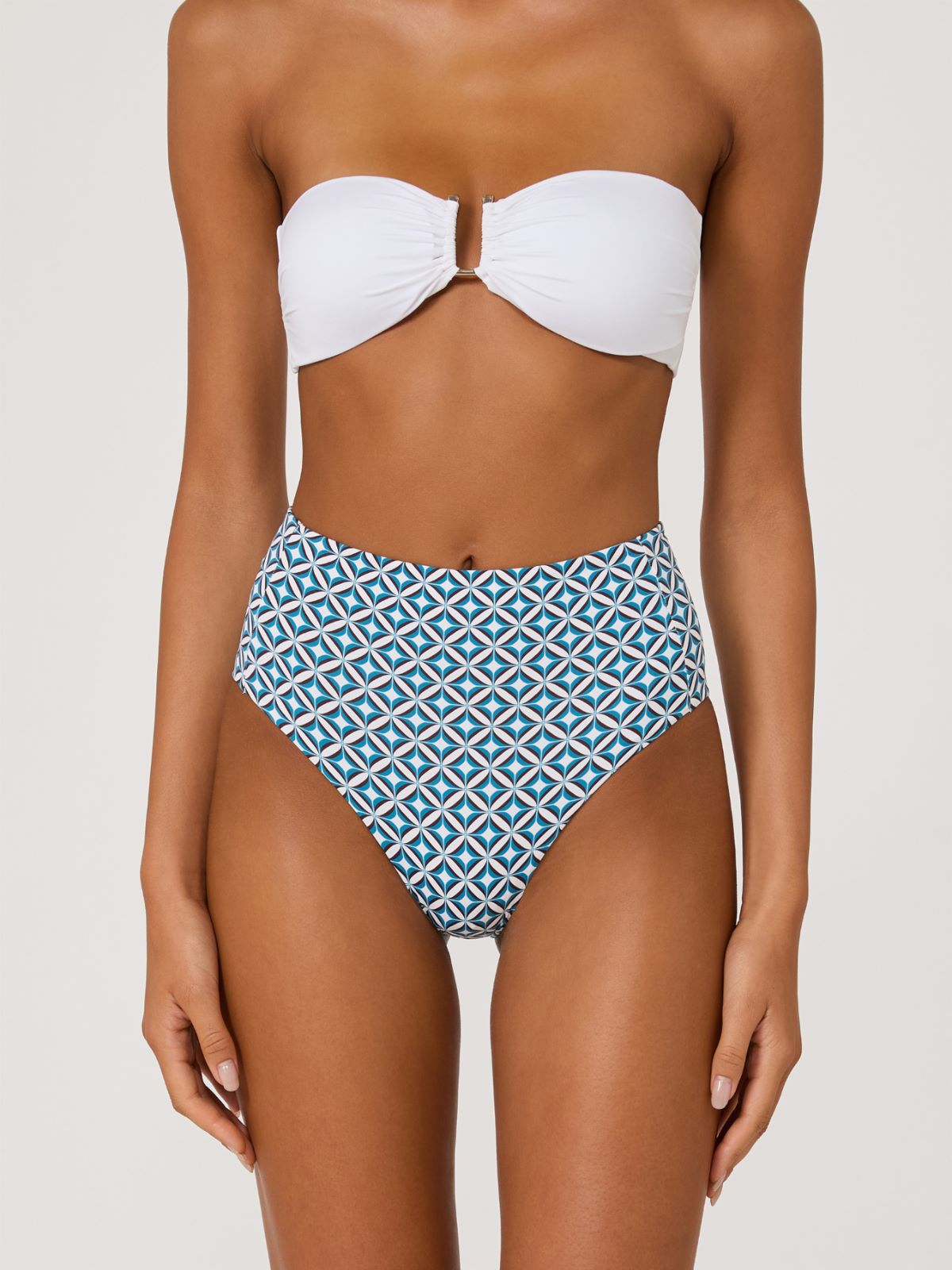 Braguita de bikini de corte culotte de punto estampado - TURQUESA - Max Mara - 2