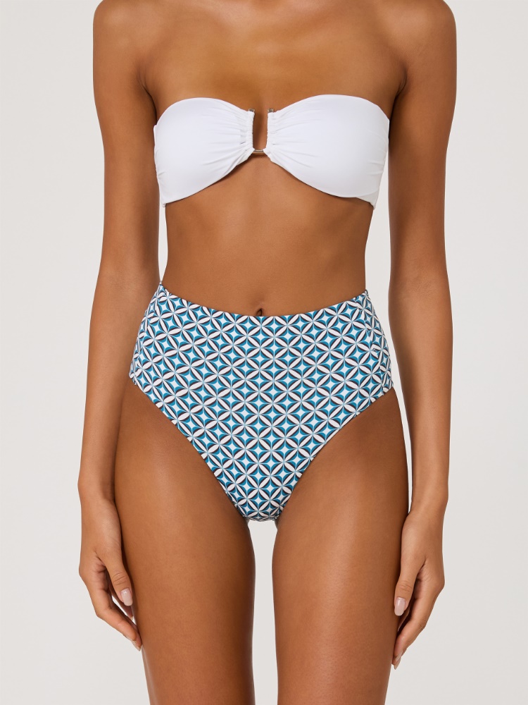 Braguita de bikini de corte culotte de punto estampado - TURQUESA - Max Mara - 2