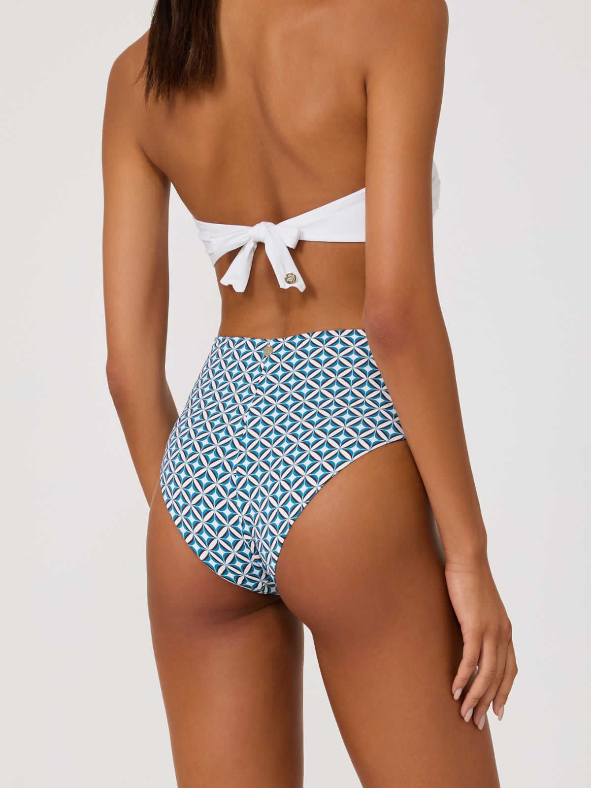 Braguita de bikini de corte culotte de punto estampado - TURQUESA - Max Mara - 3