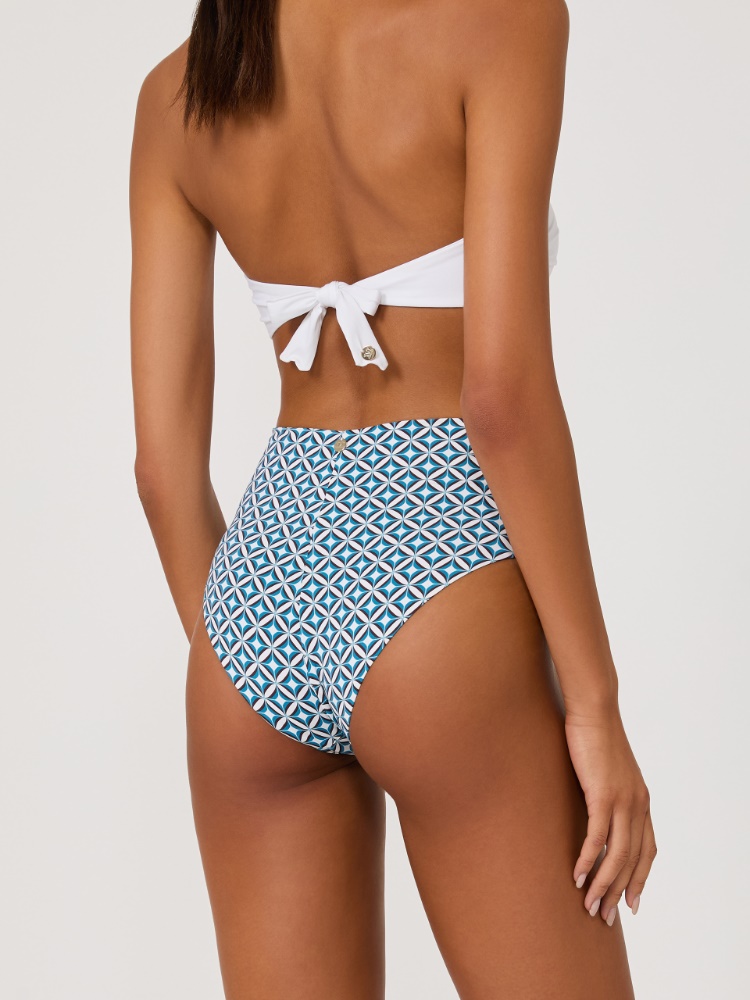 Braguita de bikini de corte culotte de punto estampado - TURQUESA - Max Mara - 3