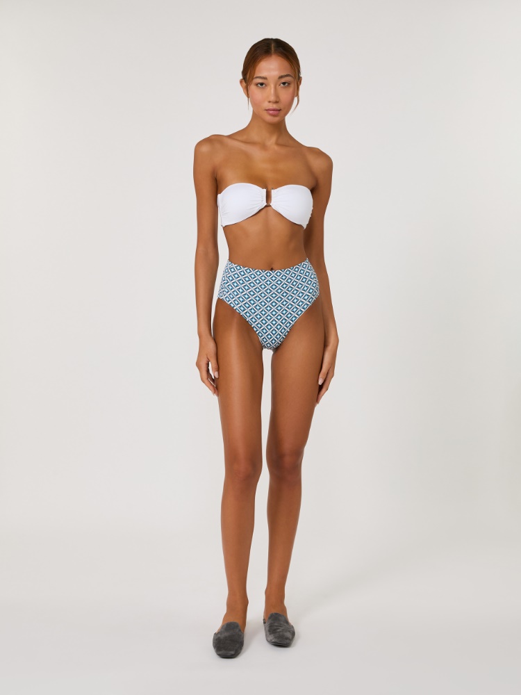 Printed jersey culotte-style bikini bottoms - TURQUOISE