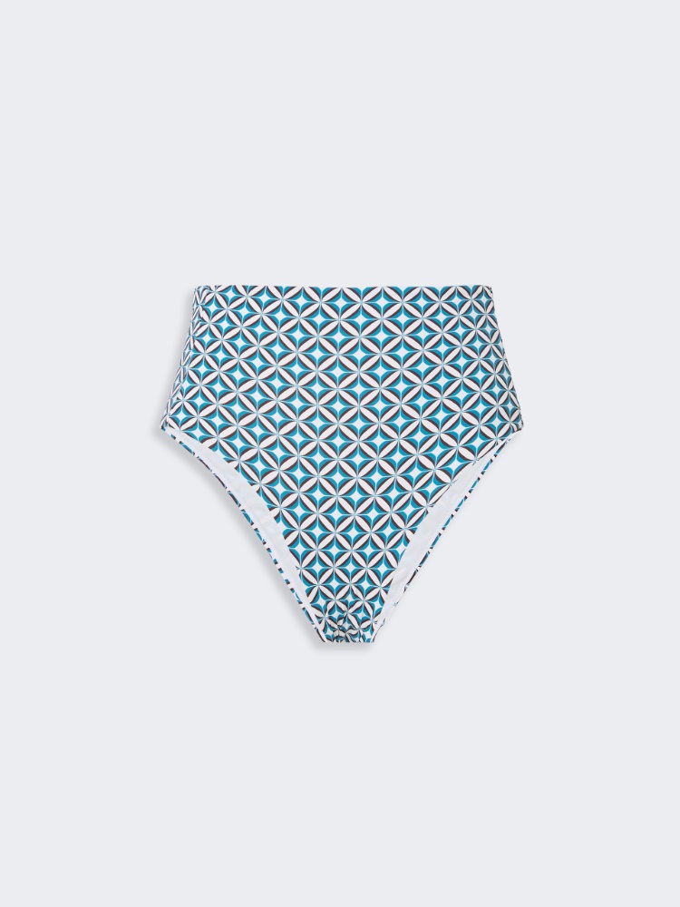 Printed jersey culotte-style bikini bottoms - TURQUOISE