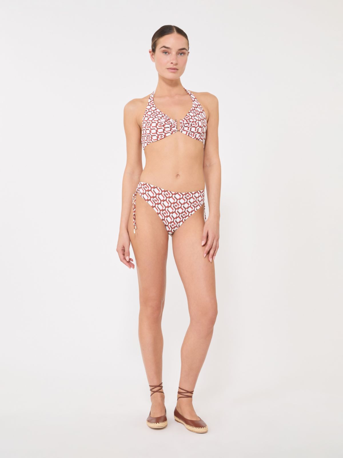 Printed jersey bikini bottoms - RUST
