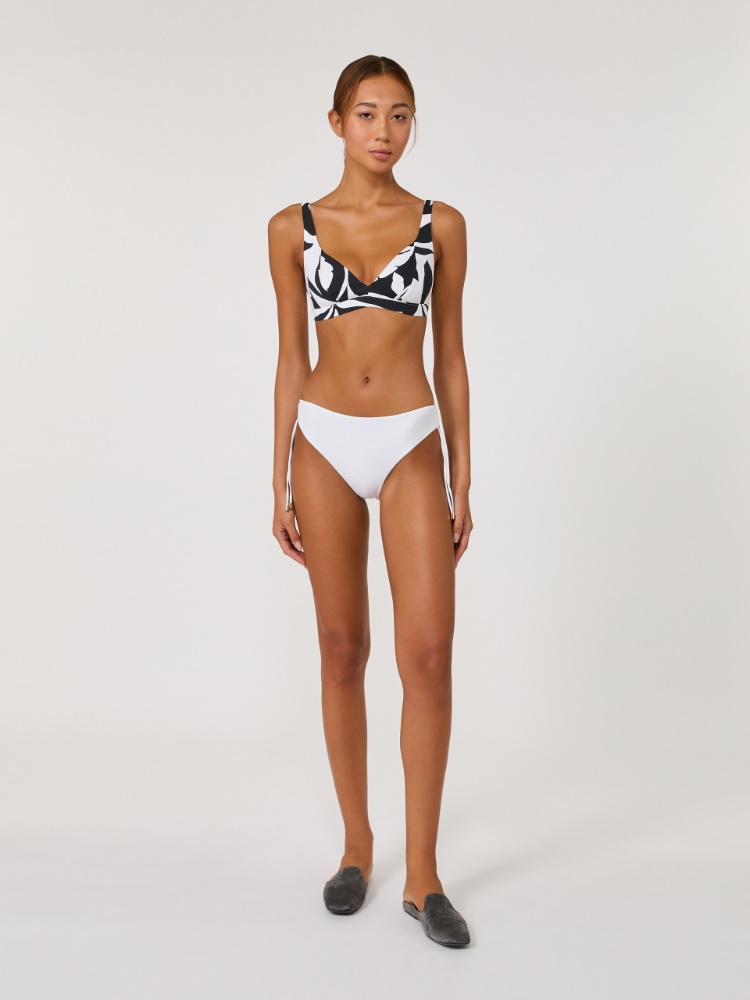 Printed jersey balconette bikini top - WHITE