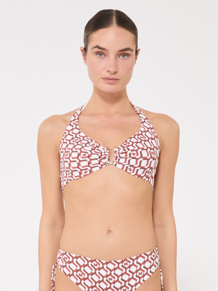 Printed jersey bikini top - RUST - 2