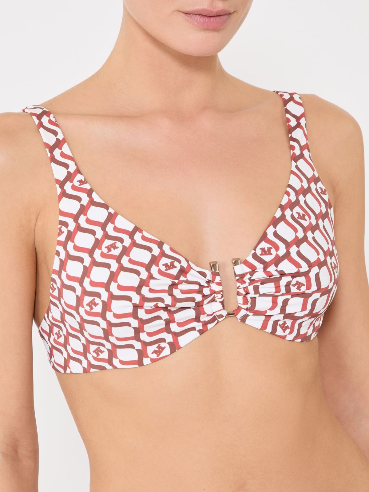 Printed jersey bikini top - RUST - 4