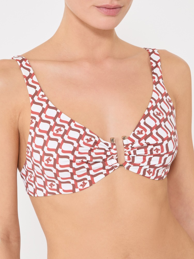 Printed jersey bikini top - RUST - 4