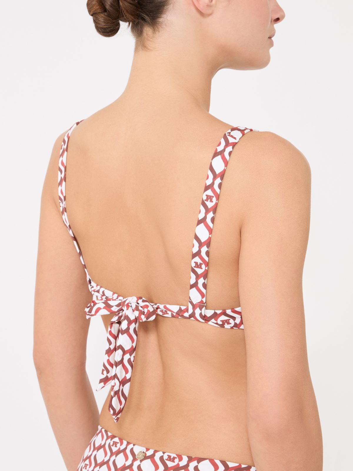 Printed jersey bikini top - RUST - 5